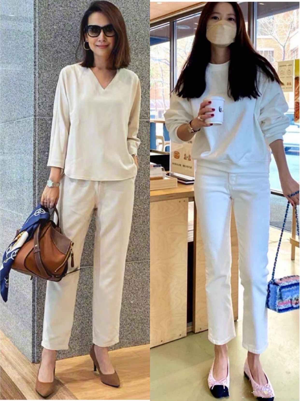 从“杭州”街拍看：只需要1条白裤子！搭配针织衫、外套高级时髦