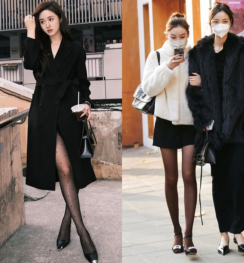 看完杭州女生街拍后才发现，今春“短外套+黑丝”火了，时髦洋气
