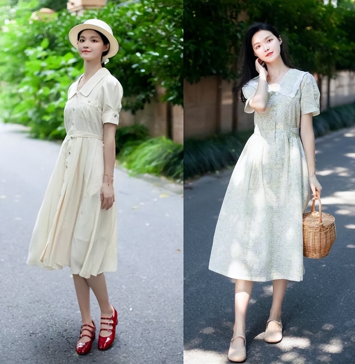 看杭州街拍才发现：“泡泡袖+玛丽珍鞋”，法式复古，初夏穿好美