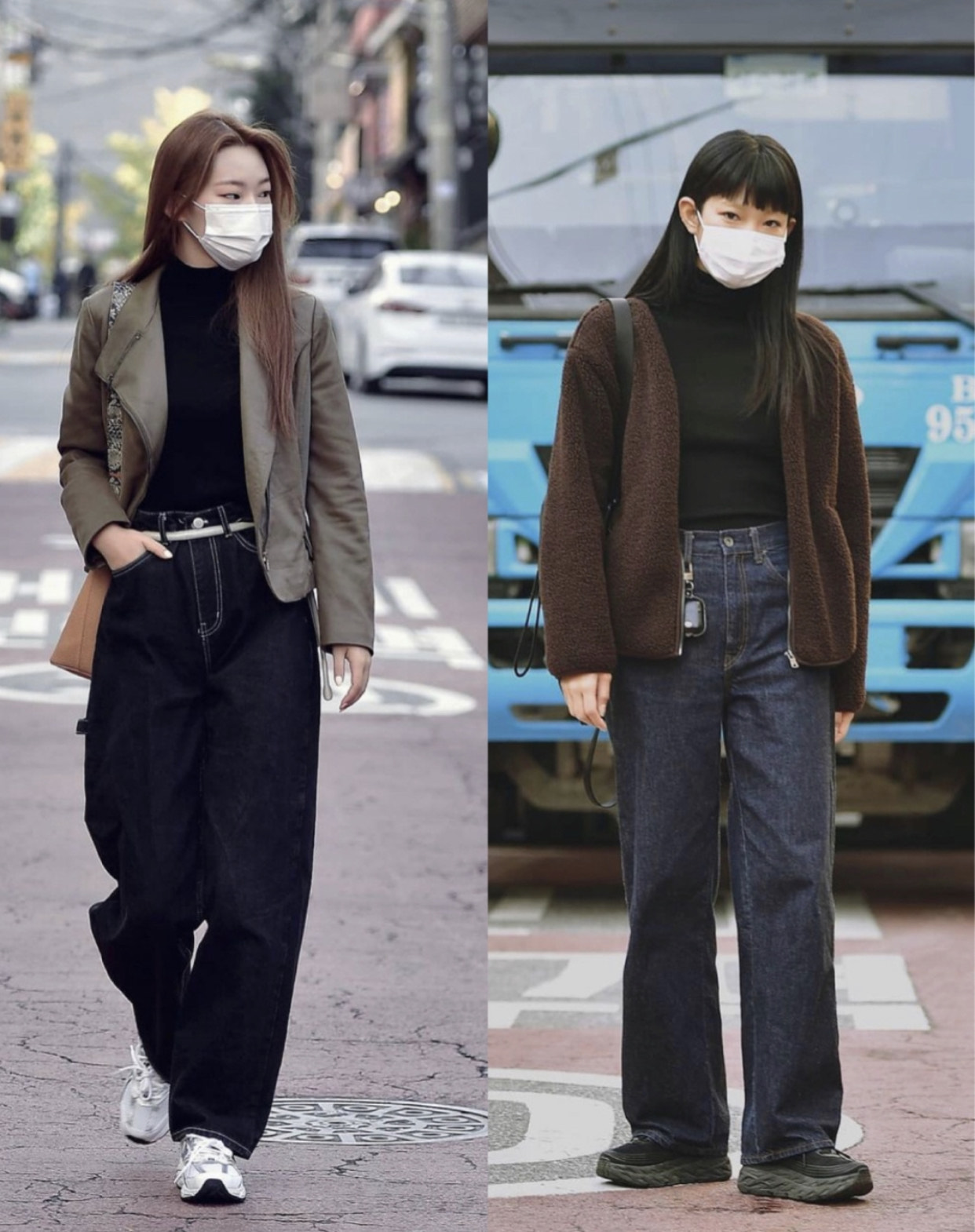 韩国街拍才是时尚大秀，初冬穿法真是新奇，一眼看出中韩差别