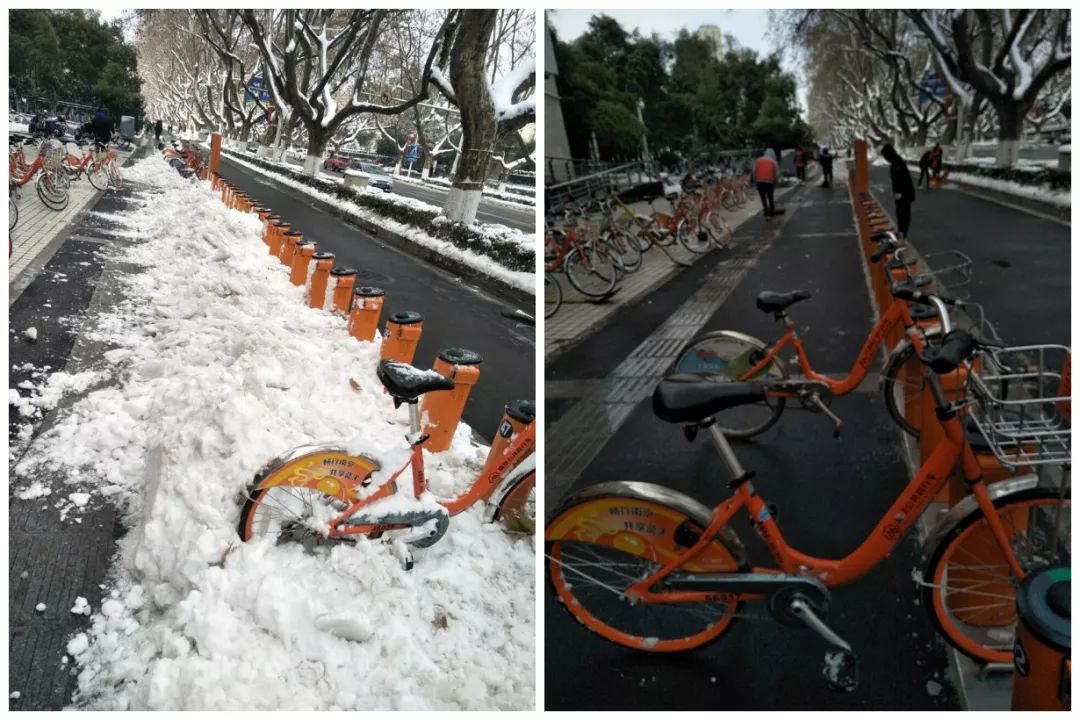 一组对比图带你看今天雪后的南京街头