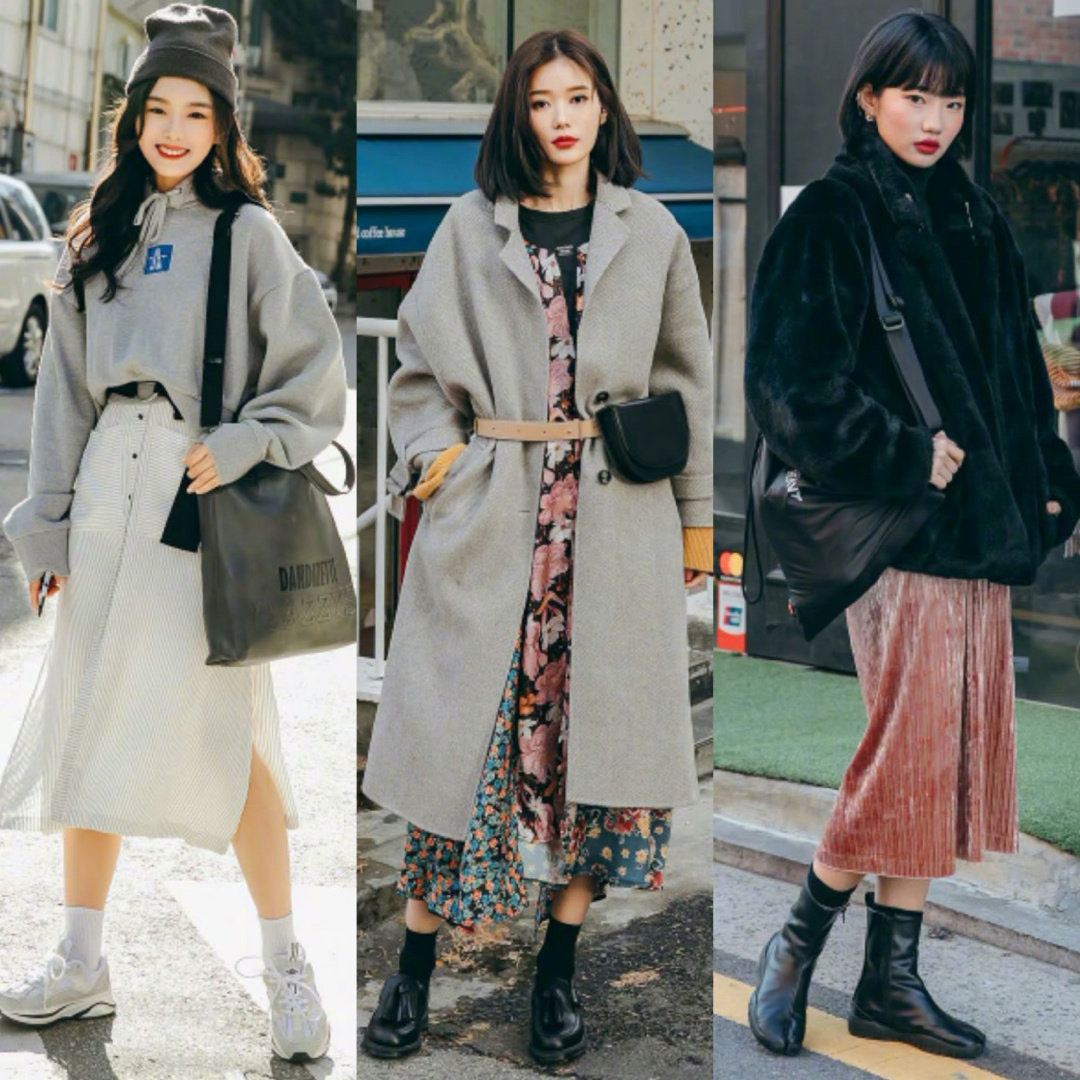 韩国女生的街拍“绝了”，21套裙子穿搭，可甜可飒，真时髦